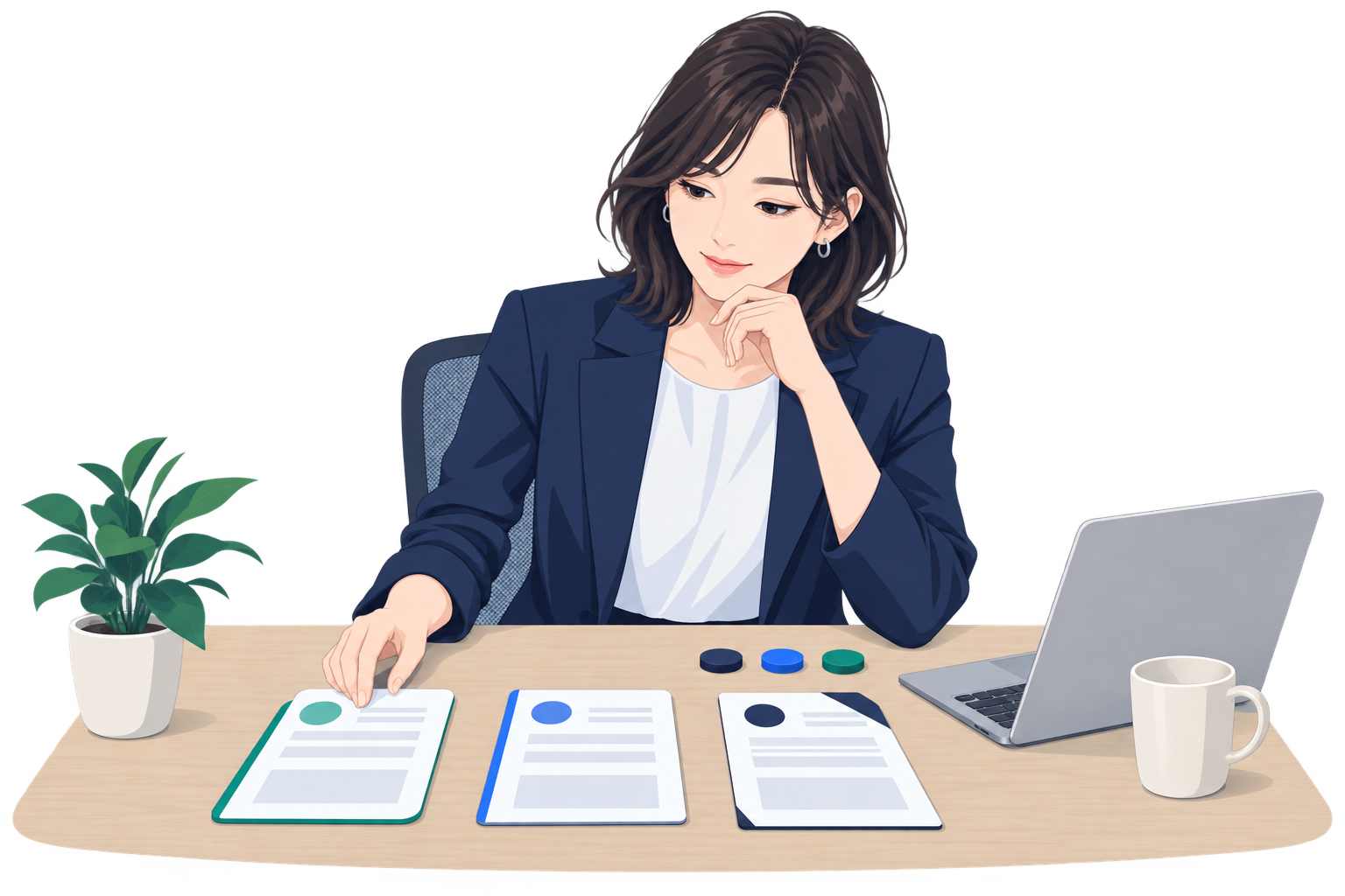 3つの求人を比較して転職活動を進める人物